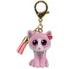 Animal en peluche TY Mini Boo's Clip Fiona Le Chat Rose 10 cm
