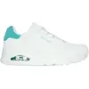 Skechers Uno Pop Back Femme UNO, Bordure en daim Durabuck blanc menthe, 36 EU
