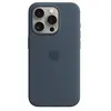 Apple Coque en silicone avec MagSafe pour iPhone 15 Pro Bleu orage