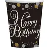 Beker Happy Birthday Sparkling zilver-goud 8 stuks