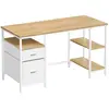 VASAGLE Bureau avec rangements, Chêne naturel + Blanc perle / 140 x 60...