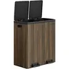 Songmics Poubelle à double compartiments, Noyer foncé LTB060N02