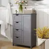 VASAGLE Meuble Salle de Bain - Gris Tourterelle - 4 Tiroirs - Placard ...