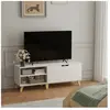 VASAGLE Meuble TV - Blanc Neige - 140 cm - 2 Portes - Étagères Réglabl...