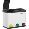 Songmics Afvalbak met pedaal en binnenemmer - 3 x 15 liter wit-zwart