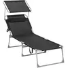Chaise longue SONGMICS - grand modèle 71 x 200 x 38 cm - Noir - Inclin...