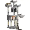 FEANDREA Arbre à Chat XXL, Tour de Jeux 168 cm, Gris Clair PCT019W01