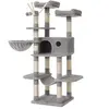 FEANDREA Arbre à Chat XXL, Tour de Jeux 164 cm, Gris Clair PCT087W01