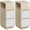 VASAGLE Table de chevet étroite avec 2 tiroirs et compartiment, Beige ...