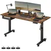 VASAGLE Bureau réglable en hauteur, Marron Rustique + Noir / 70P x 160...