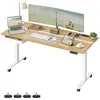 VASAGLE Bureau réglable en hauteur, Couleur Chêne Naturel + Blanc Nuag...