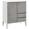 VASAGLE Buffet, 2 Compartiments avec Porte et Étagère Réglable en Hauteur, 2 Tiroirs, Moderne, 40 x 70 x 85 cm, Gris Béton