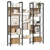 Meuble de rangement 14 étagères, Marron Camel + Noir D'encre LLS107K01