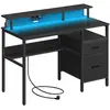 SONGMICS Bureau avec multiprise, ports USB, support d'écran et tiroirs...