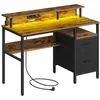 SONGMICS Bureau avec multiprise, ports USB, support d'écran et tiroirs...