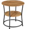 Table d'appoint ronde 2 niveaux cadre en acier noisette LET056B41