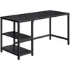 Bureau informatique avec 2 étagères, Noir Ébène / 140cm LWD055B02