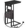 VASAGLE Table d'appoint en forme de c 2 ports usb et prises, Noir Bois...