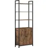 VASAGLE Bibliothèque verticale à 6 niveaux avec porte structure en mét...
