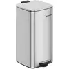 SONGMICS Poubelle de cuisine à pédale en acier, Argent Métallique / 30...