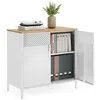 SONGMICS Buffet, Meuble de Rangement, Double Porte, Fermeture Magnétique, Cadre en Acier, Couleur Boisée et Blanc