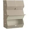 SONGMICS 4 Boîtes de rangement avec couvercle beige sable, Beige Sable...