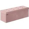 SONGMICS Banc de rangement en velours avec 2 boîtes noir d'encre, Rose...