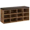 Banc à chaussures 12 compartiments, Marron Rustique LHS012B01