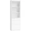 VASAGLE Bibliothèque, 3 Tiroirs de Tailles Différentes, Étagères Réglables, Hauteur 180 cm, Moderne, Gain de Place, Blanc Neige