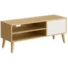 VASAGLE Meuble TV, pour Télévision jusqu'à 55 Pouces, Longueur 120 cm, Style Rustique, Couleur Chêne Naturel et Blanc Crème