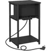 VASAGLE Table Basse, avec Multiprise, Fin, 2 Prises CA, 2 Ports USB, 30 x 34 x 58 cm, pour Salon, Chambre, Noir