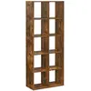 VASAGLE Bibliothèque, 10 Compartiments, pour Salon, Bureau, Chambre, Séparateur de Pièce, Style Industriel, Marron Rustique