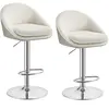 VASAGLE Tabourets de bar réglables avec dossier, Blanc Crème / PU prem...