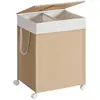 Songmics, Panier à linge, Wäschekorb Rattan-Optik mit Deckel naturbeig...