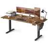 SONGMICS Bureau Électrique Réglable en Hauteur, 180 x 80 cm, Table Assis-debout, Fonction Mémoire 4 Hauteurs, Marron Rustique