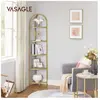 Étagère d'angle VASAGLE en verre trempé doré à 5 niveaux pour salon, c...
