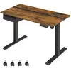 Vasagle In hoogte verstelbaar bureau 60 x 120 cm vintage bruin-zwart met Geheugenfunctie