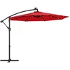 SONGMICS Parasol de Jardin Extérieur Déporté avec LED à Énergie Solaire, Ombrelle Ø 3 m, avec Base, Protection Solaire GPU118R01