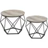 VASAGLE Table basse ronde plateau amovible, Grège + Noir LET040B02