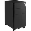 VASAGLE Caisson de bureau mobile 3 tiroirs, Noir OFC030B01