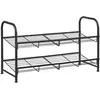 SONGMICS Meuble à Chaussures à 2 Niveaux, Étagère Rangement Empilable, Jusqu'à 8 Paires, en Métal, 68,5 x 27,5 x 37 cm, pour Talons Hauts, Baskets,