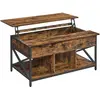 Table basse - VASAGLE - avec plateau relevable - Marron Rustique et No...