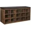 Banc à chaussures 15 compartiments, Marron Rustique + Marron LHS15BX