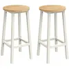 Tabouret haut industriel, Beige Chêne + Blanc / Lot de 4 LBC232W09