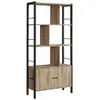 Bibliothèque à 4 Niveaux avec Portes, Style Industriel, Marron Boisé e...