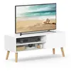 Meuble TV - VASAGLE - Blanc - Rangement Consoles de Jeux - Style Rusti...