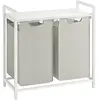 Songmics panier à linge avec étagère et sacs amovibles, Blanc / 92L BLH201W01
