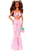 Barbie Deluxe Stijl - Roze Denim Croptop en Bruin Haar - Modepop
