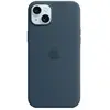 Apple Coque en silicone avec MagSafe pour iPhone 15 Plus Bleu orage