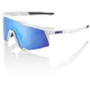 100% SPEEEDCRAFT Lunettes de soleil pour cyclisme Blanc mat Verres miroir multicouches Bleu